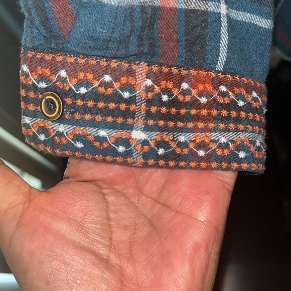 🤎 M Embroidered Flannel Tunic Longline Pockets Rodeo Boho Festival Art To Wear - Picture 5 of 12